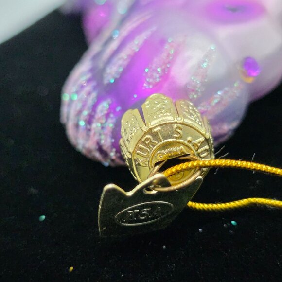 Kurt Adler Seahorse Glass Ornament Purple Glitter Accents & String Hanger 4" - Picture 8 of 8